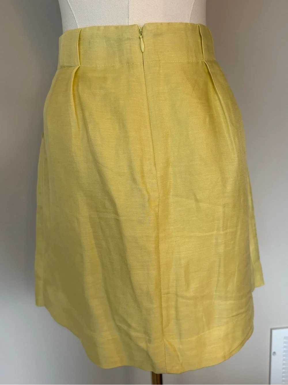 J. Crew Linen Silk Blend Paperbag Skirt Yellow Pockets Size 2 Lined